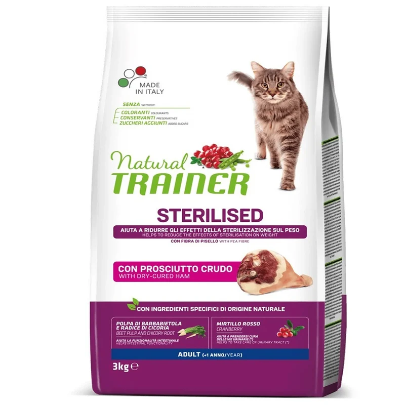 Trainer Gatto Sterilizzato al Prosciutto Crudo Crocchette Gatti Controllo Peso