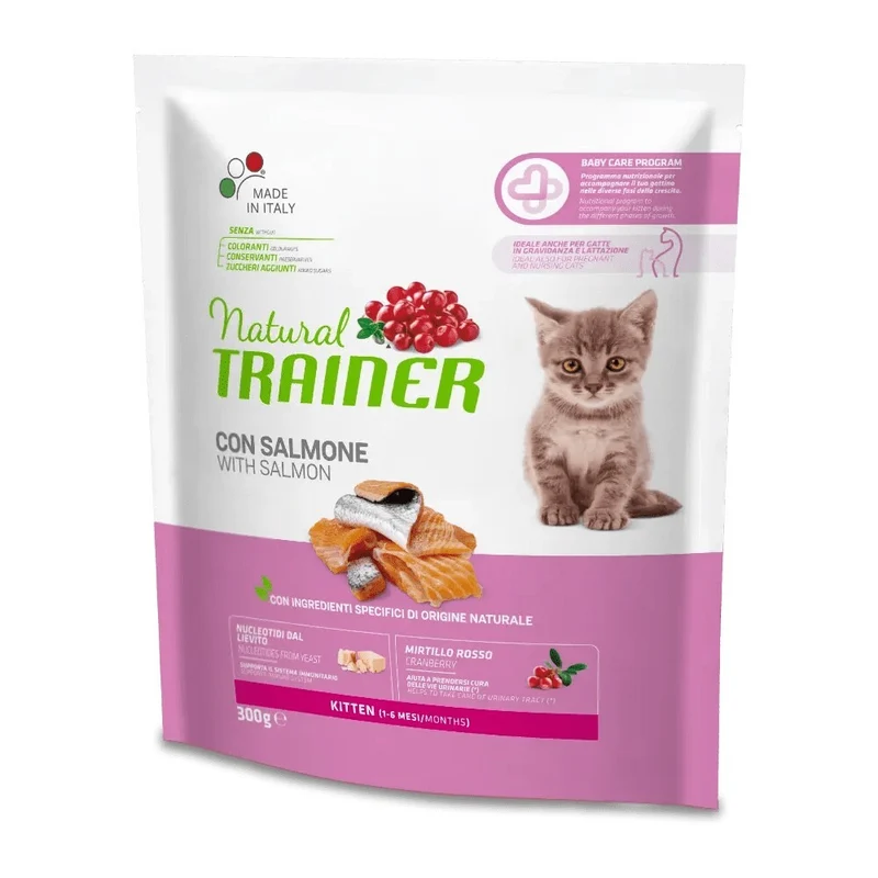 Trainer Kitten al Salmone e Mirtilli Crocchette per Gatti Cuccioli Crescita Sana