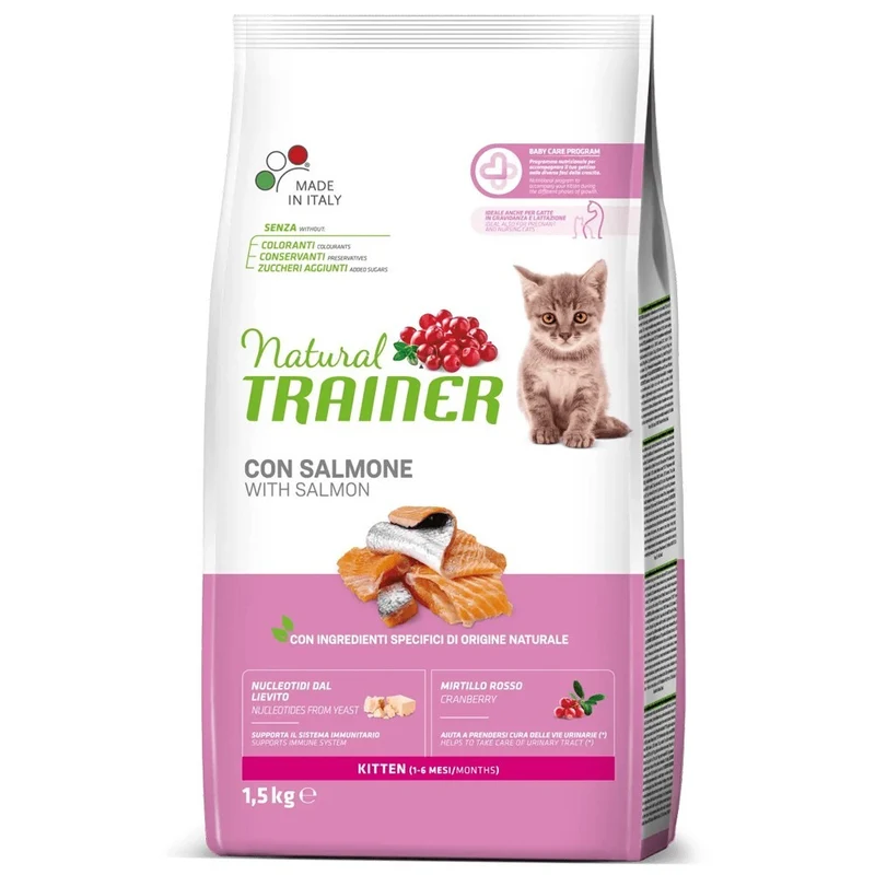 Trainer Kitten al Salmone e Mirtilli Crocchette per Gatti Cuccioli Crescita Sana