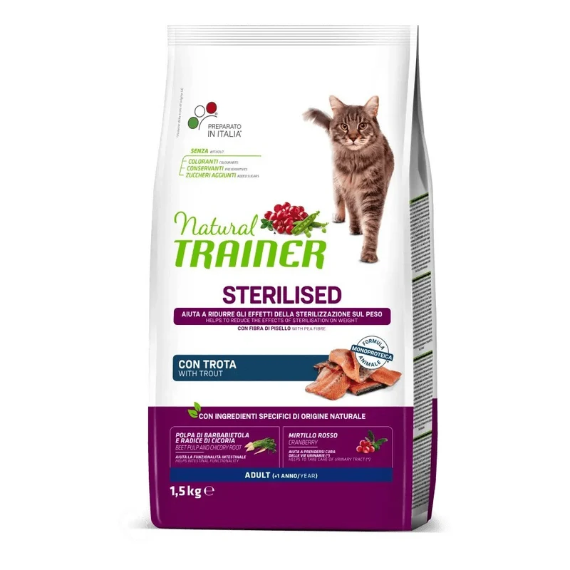 Trainer Gatto Sterilizzato Trota Crocchette Monoproteico Gatti Controllo Peso
