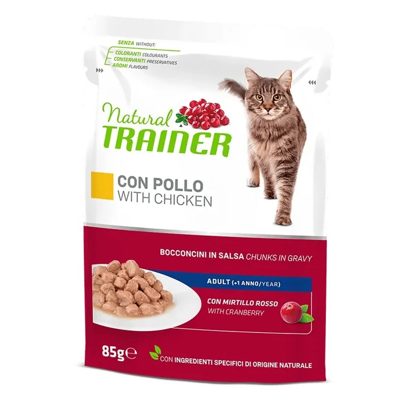 Trainer Gatto Adulto Pollo Bustine Alimento Umido con Pollo e Mirtillo Rosso 85g