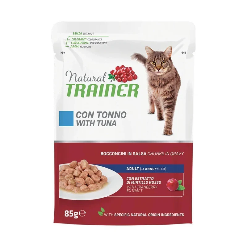 Trainer Gatto Adulto Tonno Bustine Alimento Umido con Tonno e Mirtillo Rosso 85g