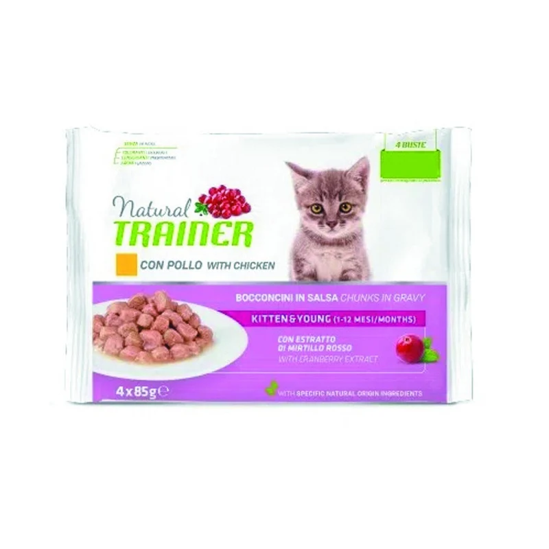 Trainer Kitten Pollo Flowpack 4 Bustine da 85 g cad. Umido Gattini Crescita
