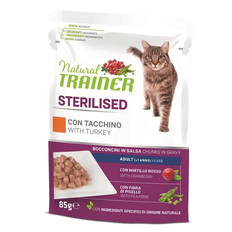 Trainer Gatto Sterilizzato Tacchino Flowpack 4 Bustine da 85 g cad. Umido Gatti
