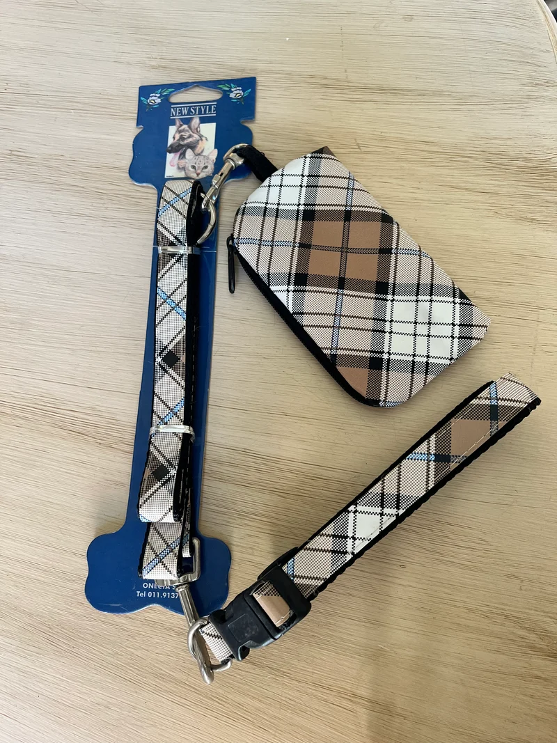 Parure Guinzaglio + Collare + Bustina Tartan - New Style