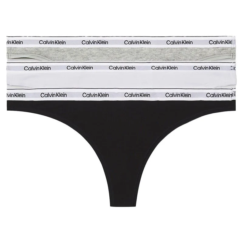 Calvin Klein Perizomi Donna Confezione da 3 Modern Logo Tanga, Multicolore (Black/White/Grey Heather), S