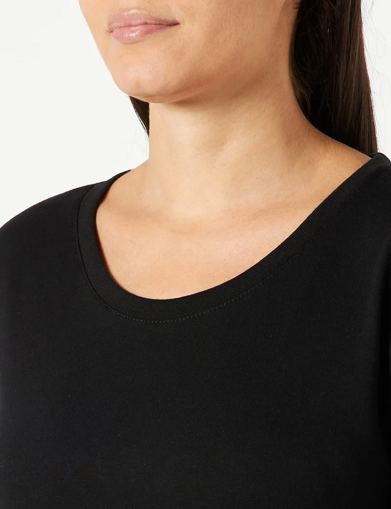 Berydale Maglietta a maniche lunghe con scollo rotondo in 100% cotone, Donna, Nero/bianco/grigio (confezione da 3), M