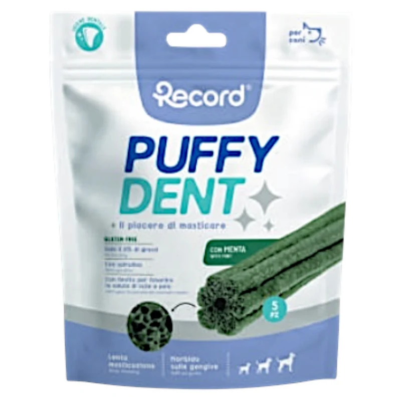 RECORD Snack Cane Puffy Dent Menta 7pz