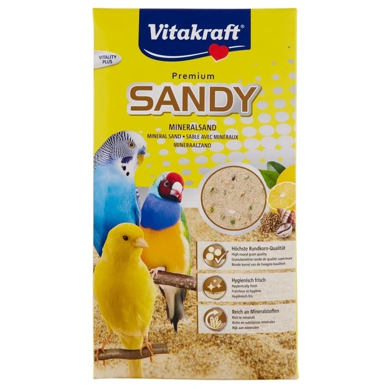 Vitakraft Sandy Sabbia per Uccelli 2kg - Fondo Gabbia Igiene + Minerali 2 kg