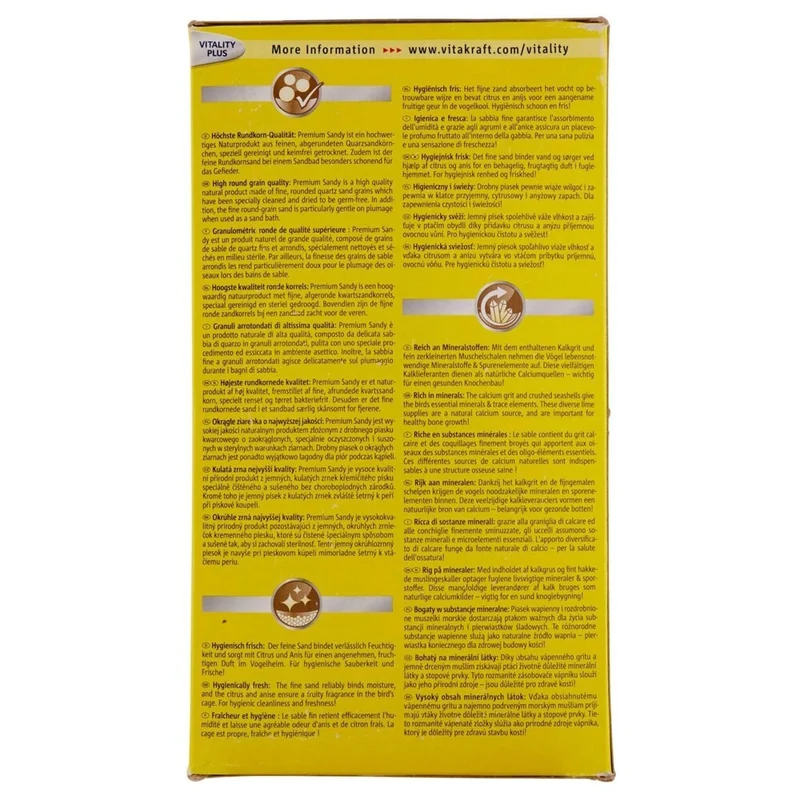 Vitakraft Sandy Sabbia per Uccelli 2kg - Fondo Gabbia Igiene + Minerali 2 kg
