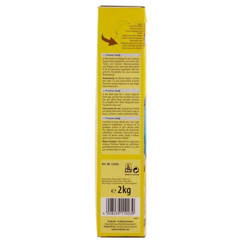 Vitakraft Sandy Sabbia per Uccelli 2kg - Fondo Gabbia Igiene + Minerali 2 kg