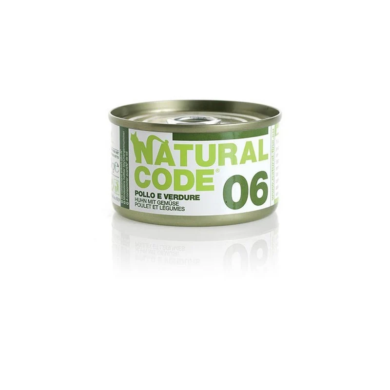 Natural Code Gatto 06 Pollo e Verdure al Naturale 85g Alimento Umido Scatoletta