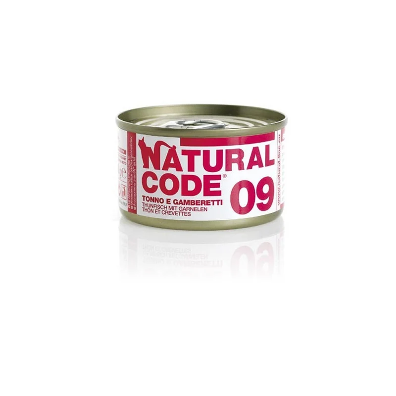 Natural Code Gatto 09 Tonno e Gamberetti al Naturale 85g Alimento Umido Lattina