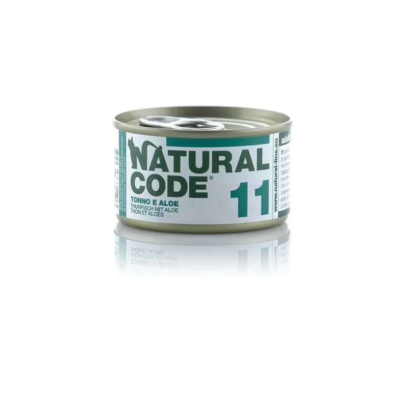 Natural Code Gatto 11 Tonno e Aloe al Naturale 85g Alimento Umido Lattina