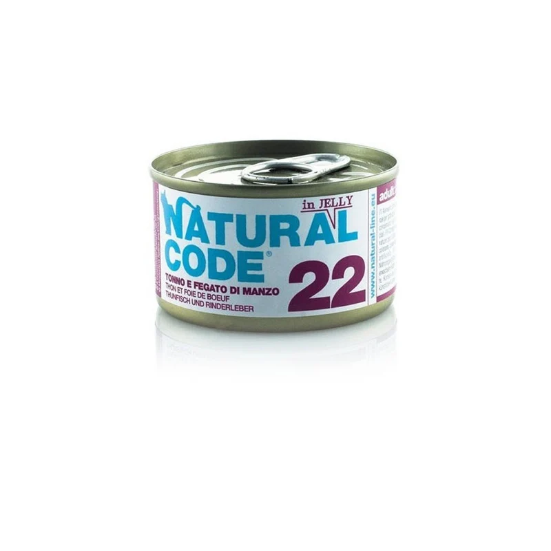 Natural Code Gatto 22 Tonno e Fegato di Manzo in jelly 85g Alimento Umido