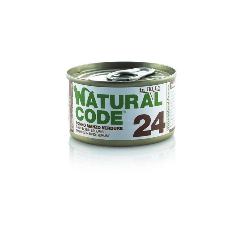 Natural Code Gatto 24 Tonno Manzo e Verdure in jelly 85g Alimento Umido