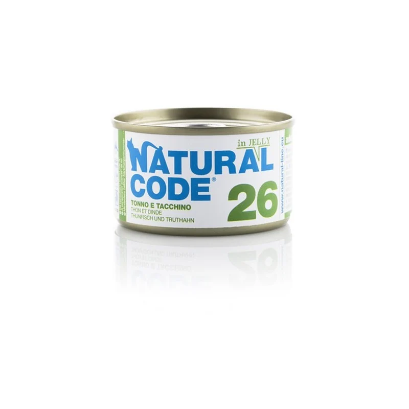 Natural Code Gatto 26 Tonno e Tacchino in jelly 85g Alimento Umido Scatoletta