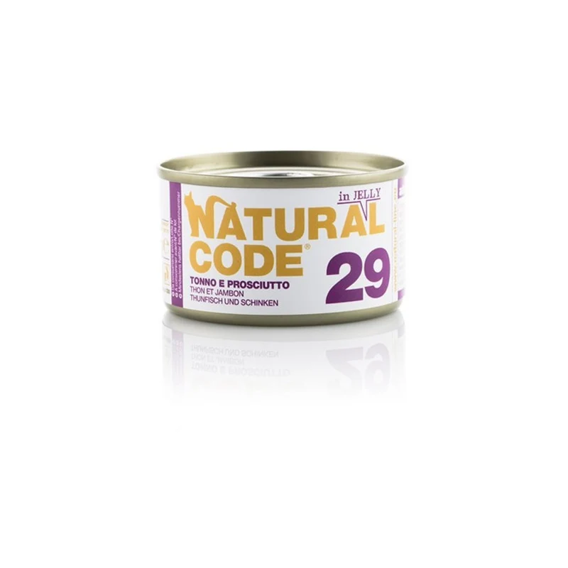 Natural Code Gatto 29 Tonno e Prosciutto in jelly 85g Alimento Umido Scatolette