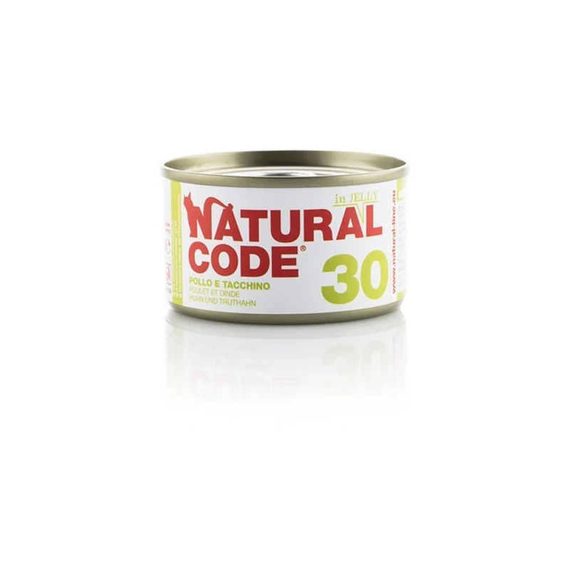 Natural Code Gatto 30 Pollo e Tacchino in jelly 85g Alimento Umido Scatoletta