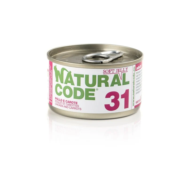 Natural Code Gatto 31 Pollo e Carote in jelly 85g Alimento Umido Scatolette