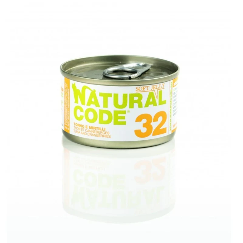 Natural Code Gatto 32 Tonno e Mirtilli in jelly 85g Alimento Umido Scatolette