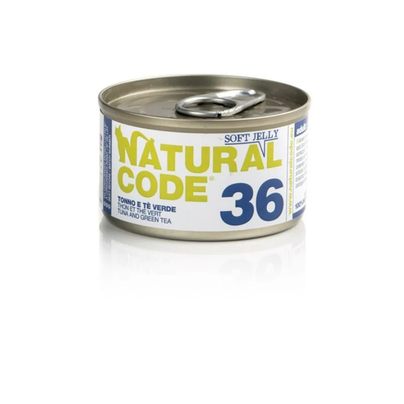 Natural Code Gatto 36 Tonno e Tè Verde Soft jelly 85g Alimento Umido Scatoletta