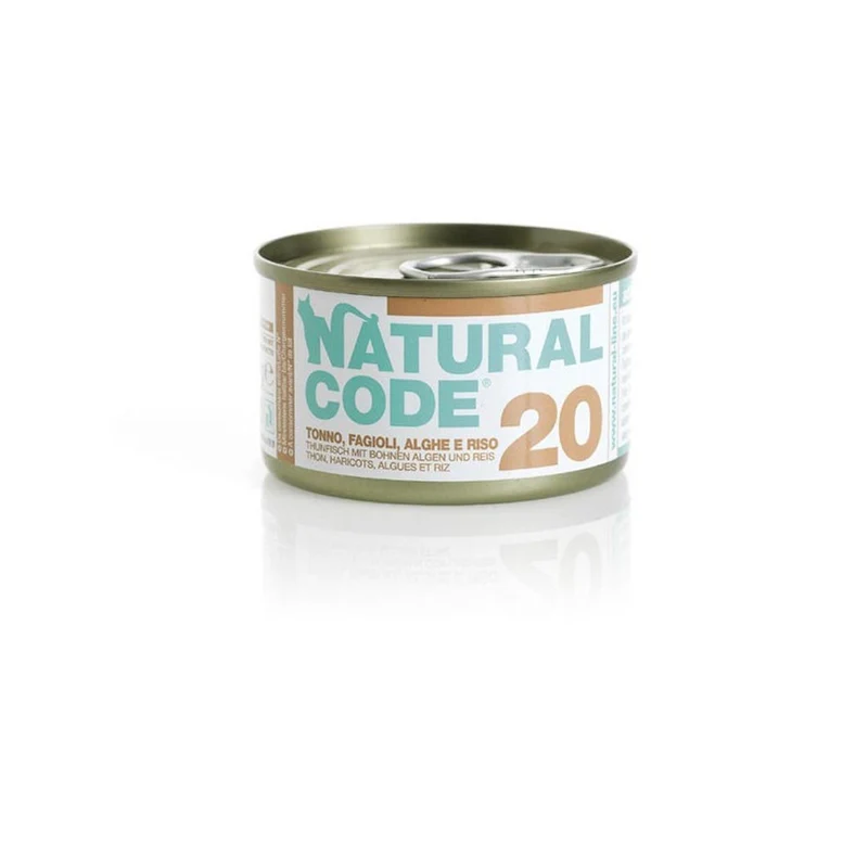 Natural Code Gatto 20 Tonno Fagioli e Alghe al Naturale 85g Alimento Umido