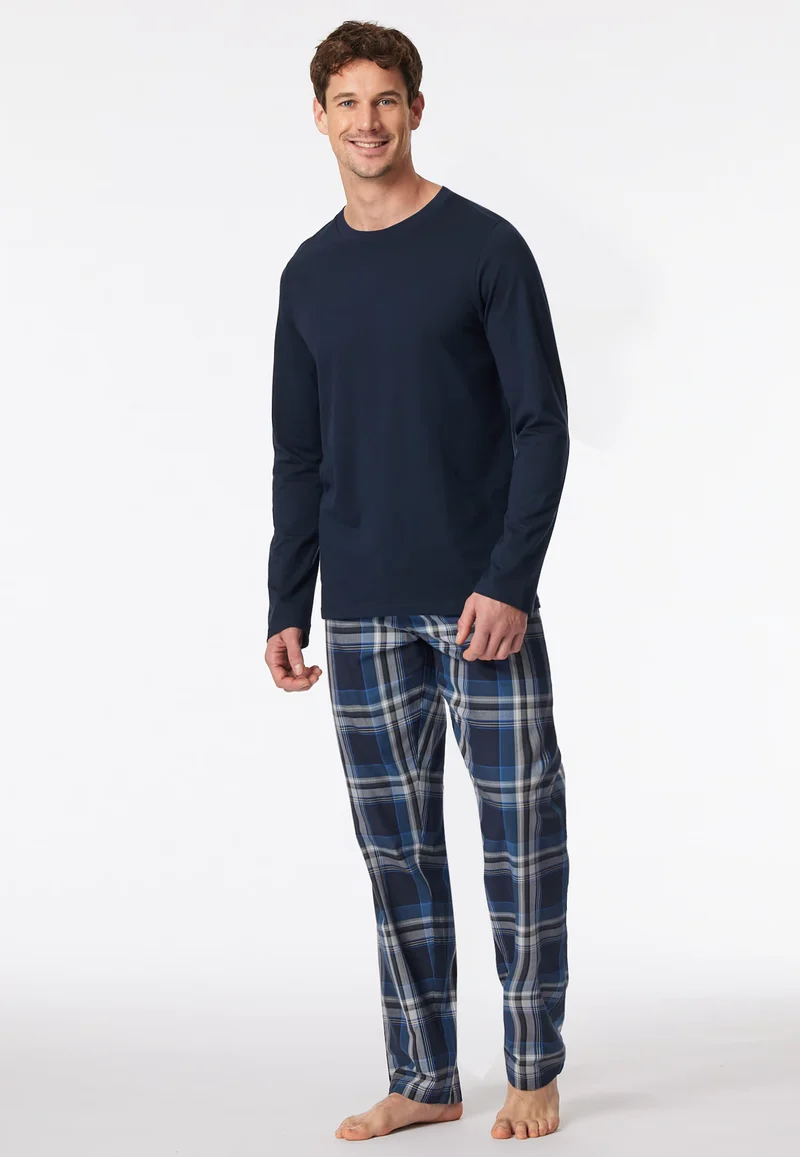 Maglietta Manica Lunga Uomo Cotone Blu Notte