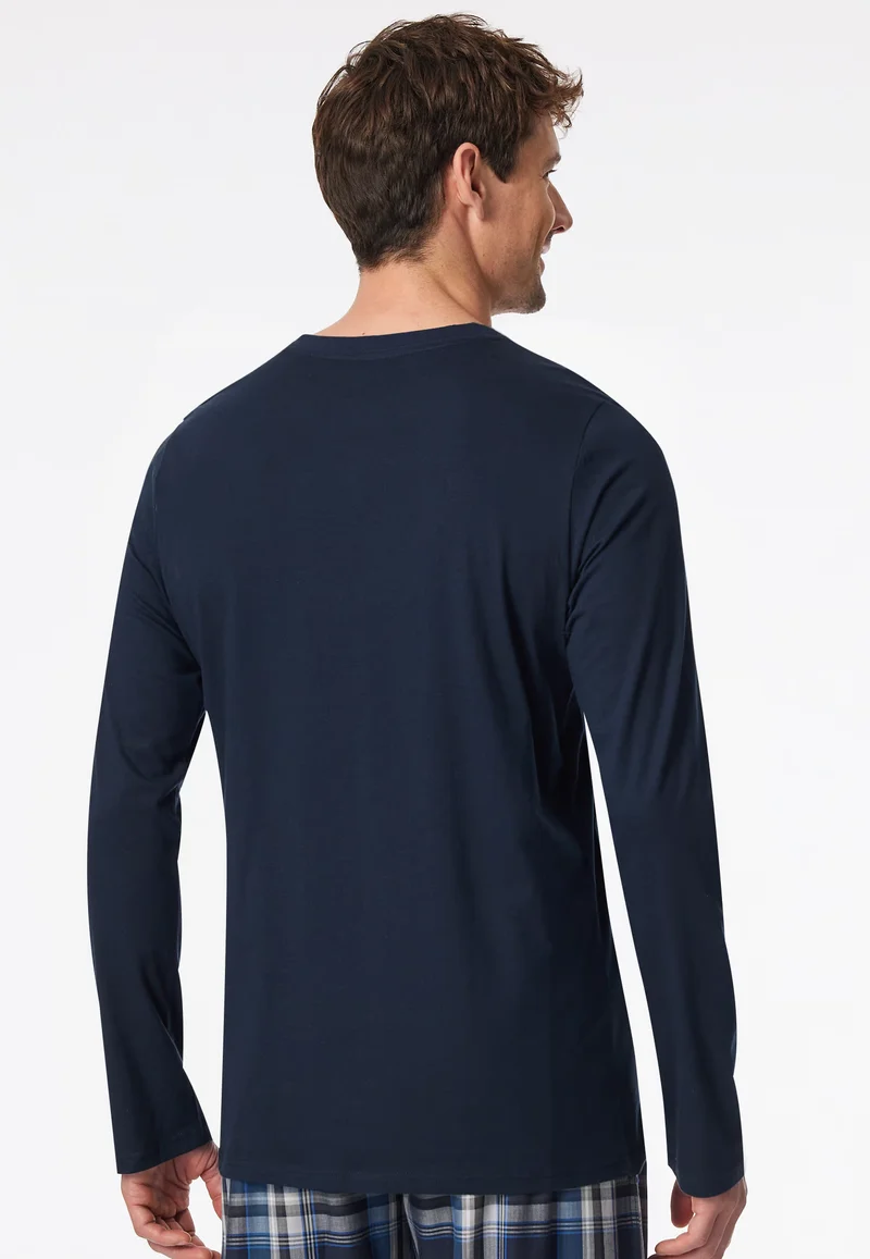 Maglietta Manica Lunga Uomo Cotone Blu Notte