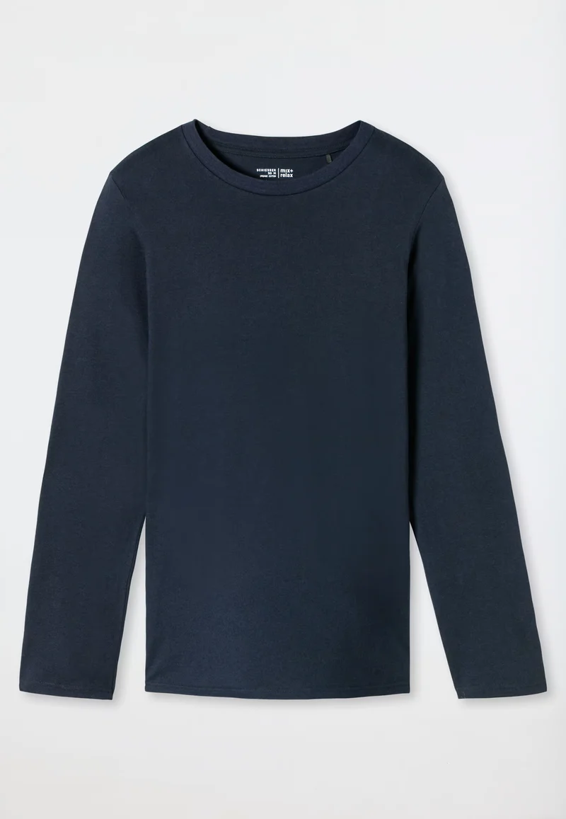 Maglietta Manica Lunga Uomo Cotone Blu Notte
