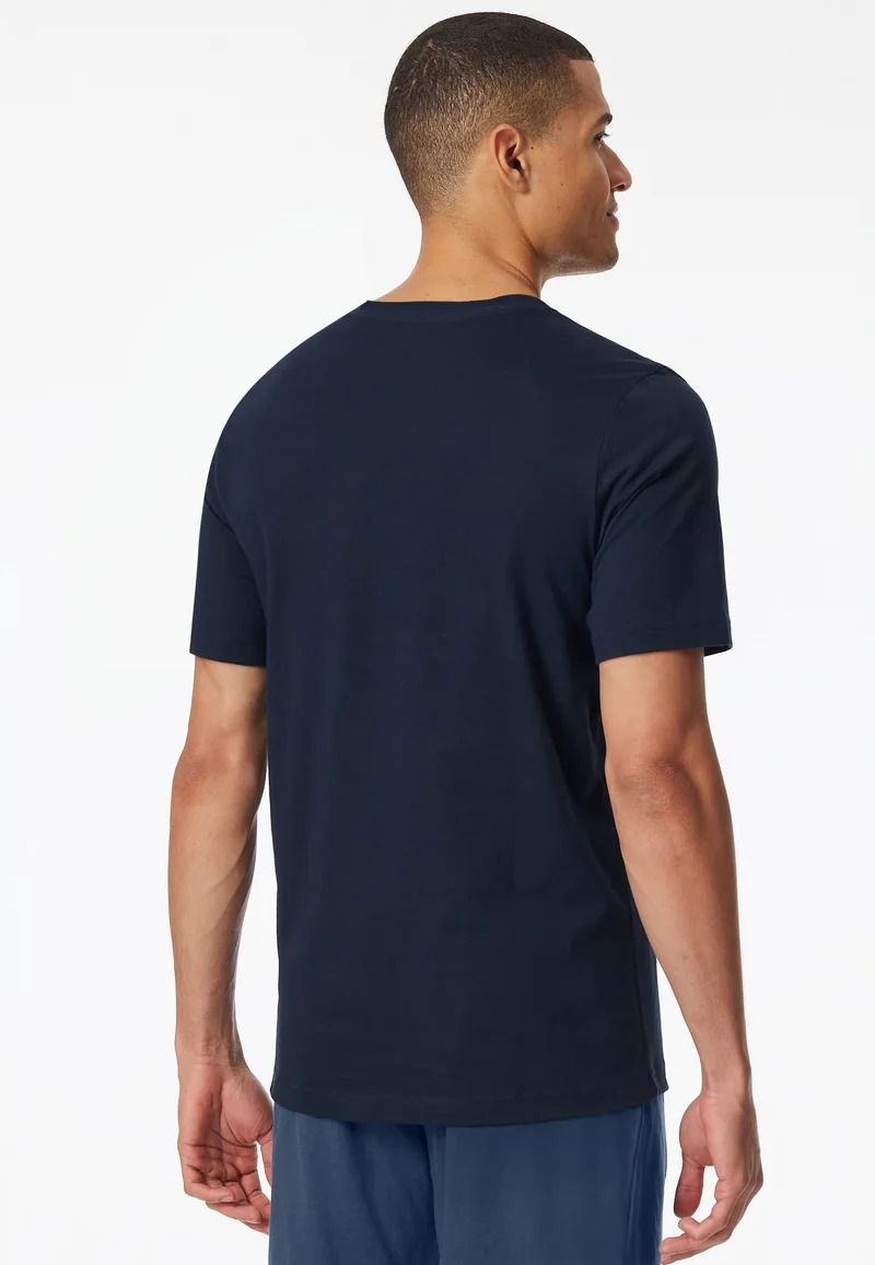 Maglietta Manica Corta Uomo Cotone Blu Notte