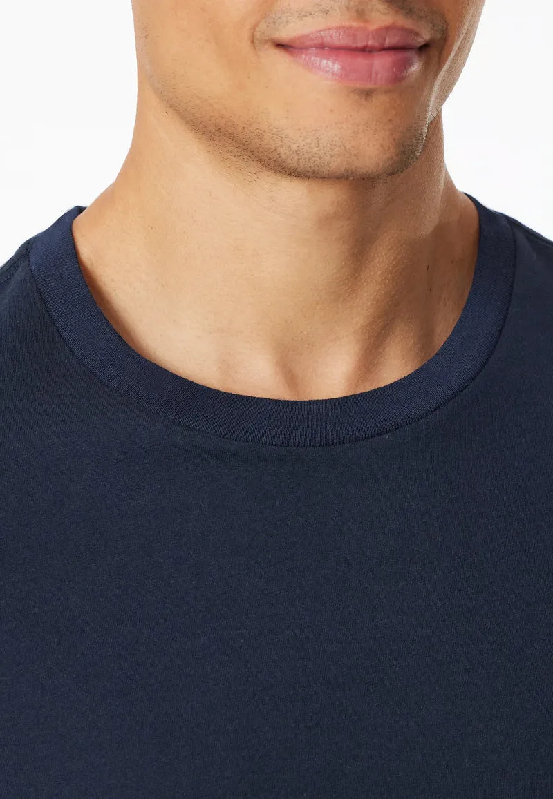 Maglietta Manica Corta Uomo Cotone Blu Notte