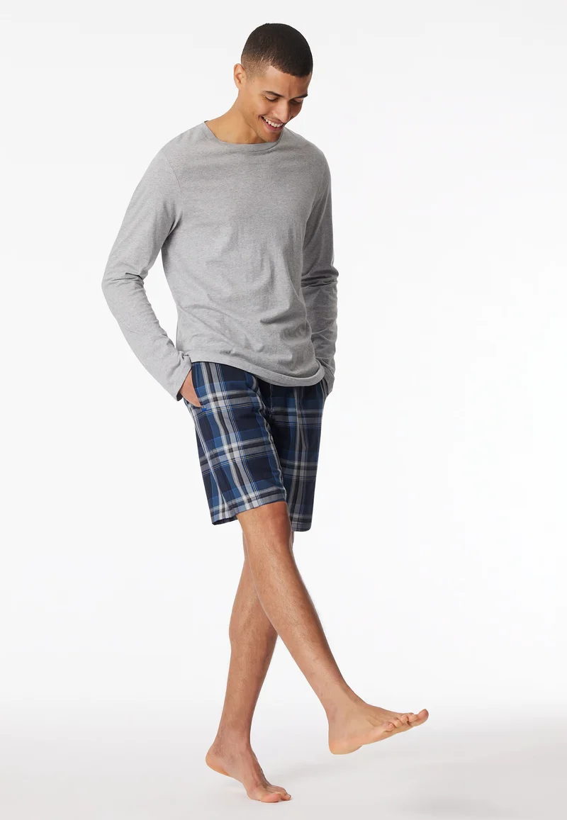 Pantaloncini Corti Uomo Cotone Quadretti Blu
