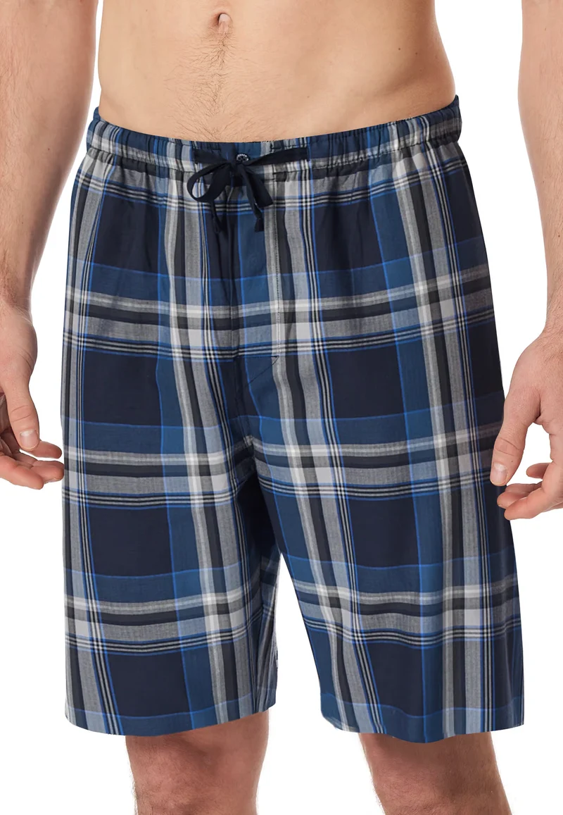 Pantaloncini Corti Uomo Cotone Quadretti Blu