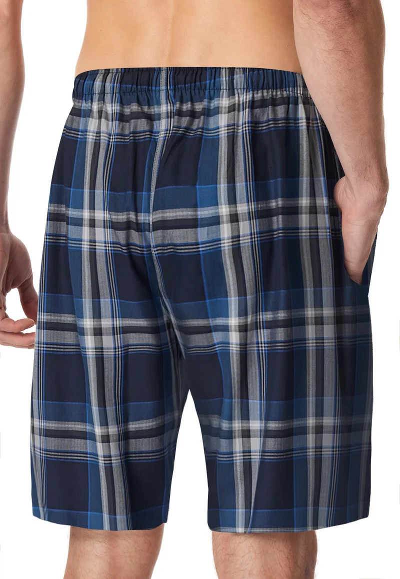 Pantaloncini Corti Uomo Cotone Quadretti Blu