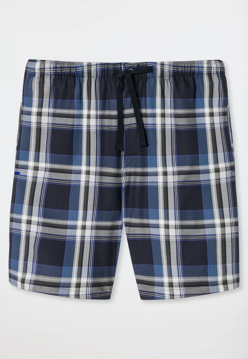 Pantaloncini Corti Uomo Cotone Quadretti Blu