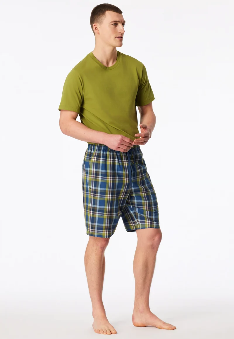 Pantaloncini Corti Uomo Cotone Quadretti Verde