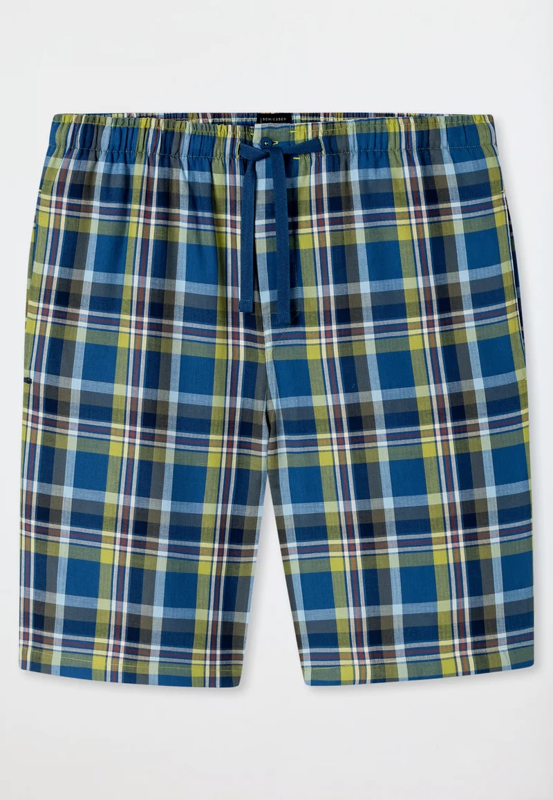 Pantaloncini Corti Uomo Cotone Quadretti Verde