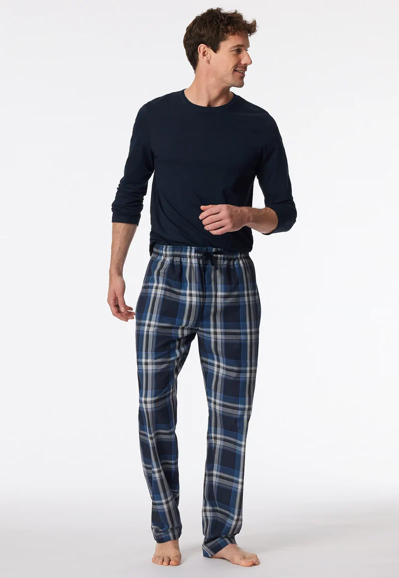 Pantaloni Uomo Cotone Quadretti Blu
