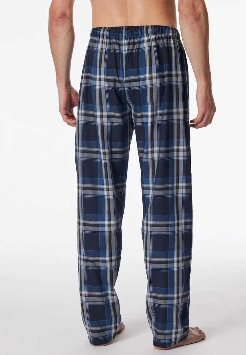 Pantaloni Uomo Cotone Quadretti Blu