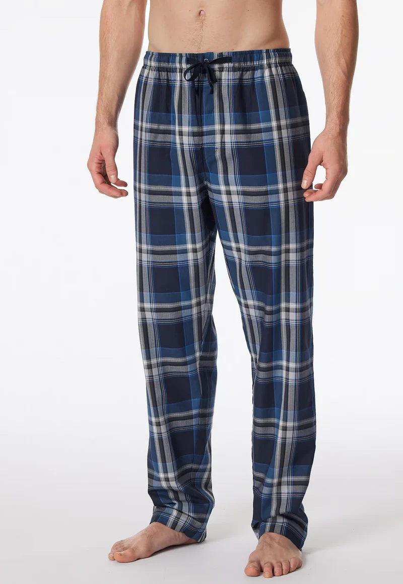 Pantaloni Uomo Cotone Quadretti Blu