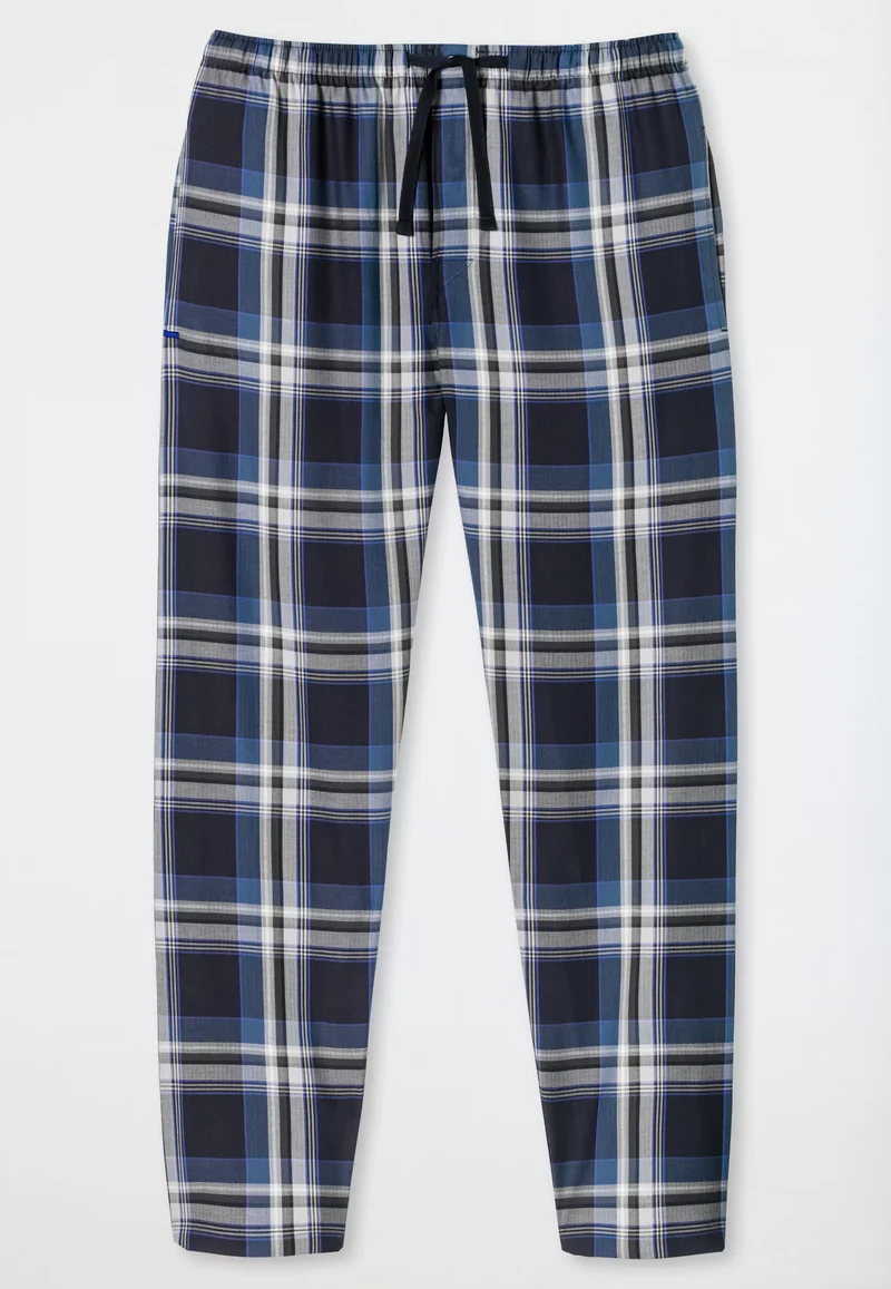 Pantaloni Uomo Cotone Quadretti Blu