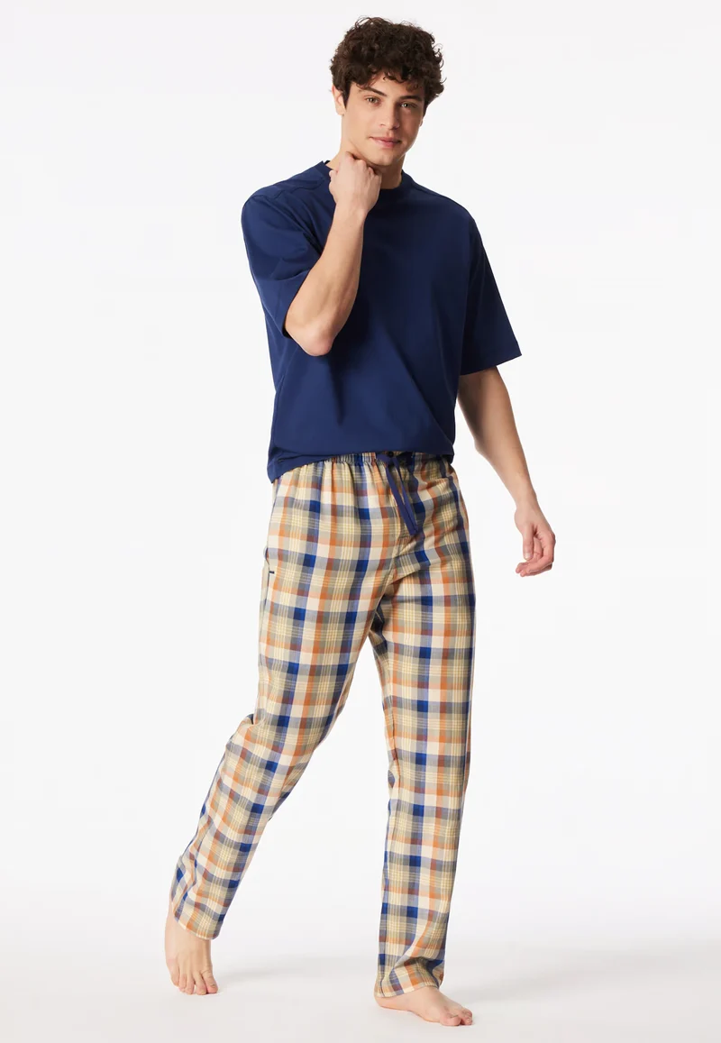 Pantaloni Uomo Cotone Quadretti Beige