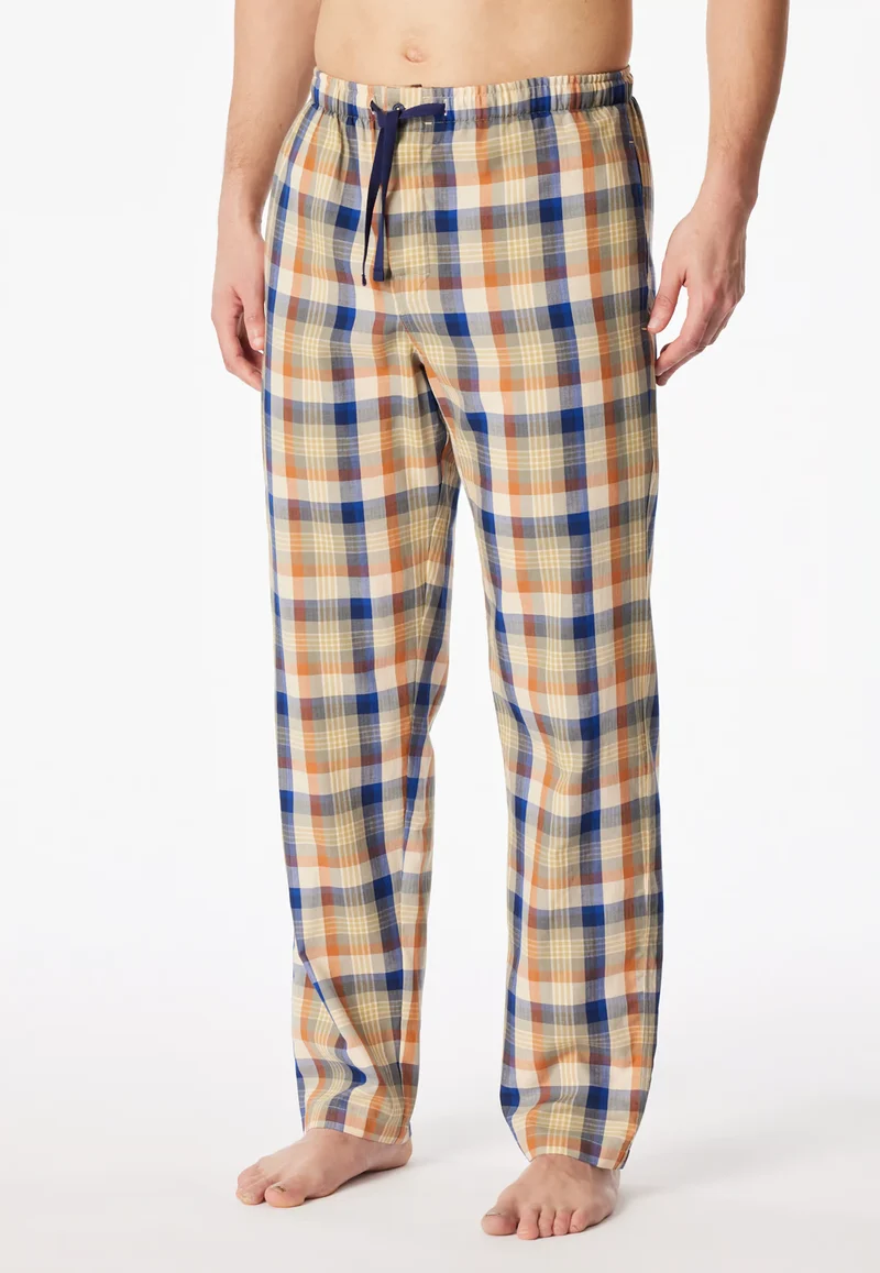 Pantaloni Uomo Cotone Quadretti Beige