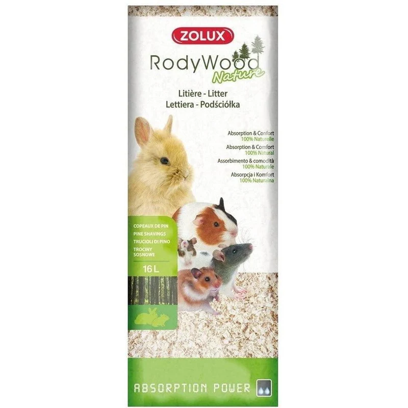 Zolux Rody Wood Natural Lettiera in Legno Piccoli Animali 16L