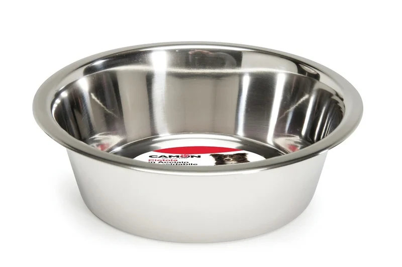 CAMON DELUXE Bowl Ciotola in Acciaio con Fondo Antiscivolo Gatto 350ml
