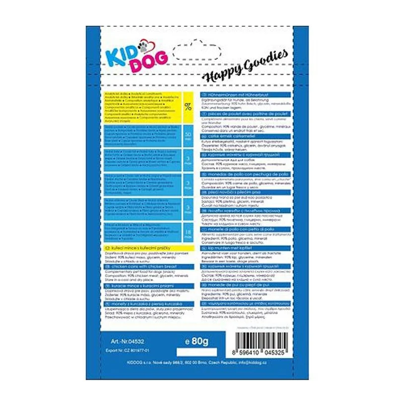 Kid Dog Snack in Dischetti al Petto di Pollo Snack Morbidi per Cani 80 g