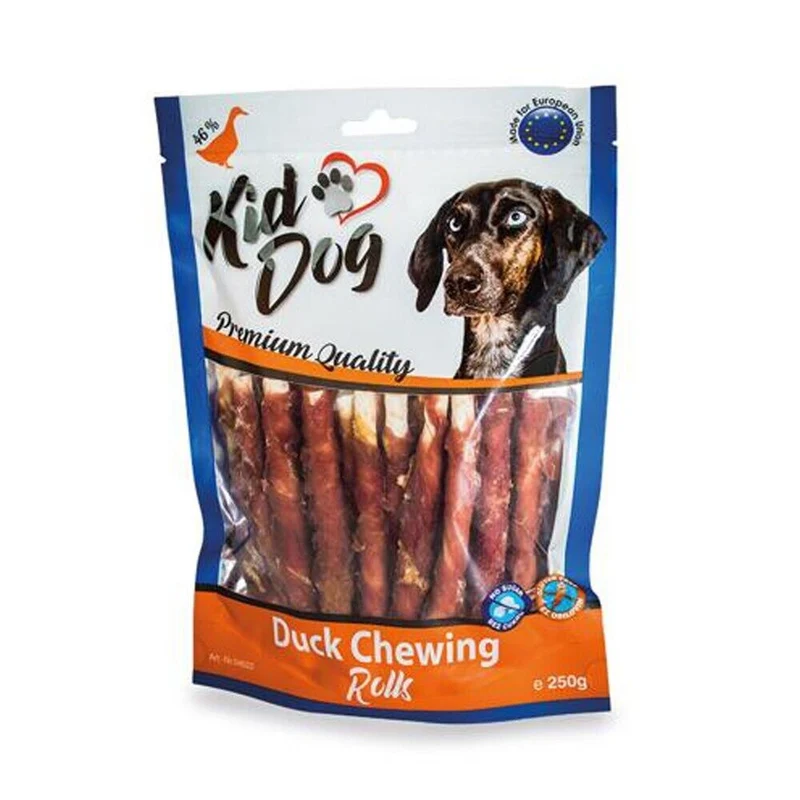 Kid Dog Bastoncini di Pelle Di Bufalo con Anatra Essiccata Snack per Cani 250 g