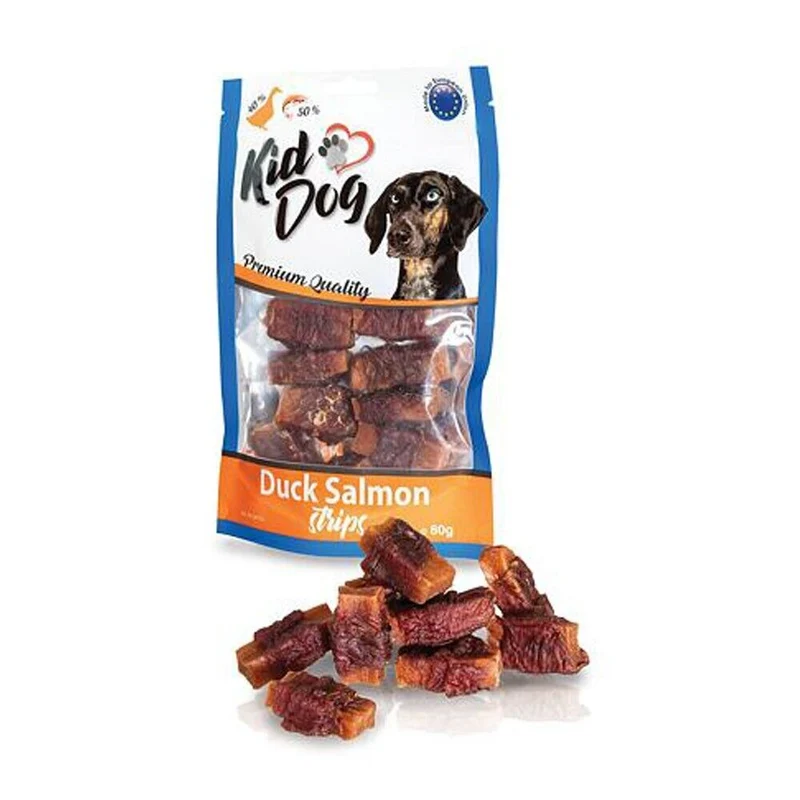 Kid Dog Cubetti di Salmone Avvolti con Carne di Anatra Snack per Cani 80 g