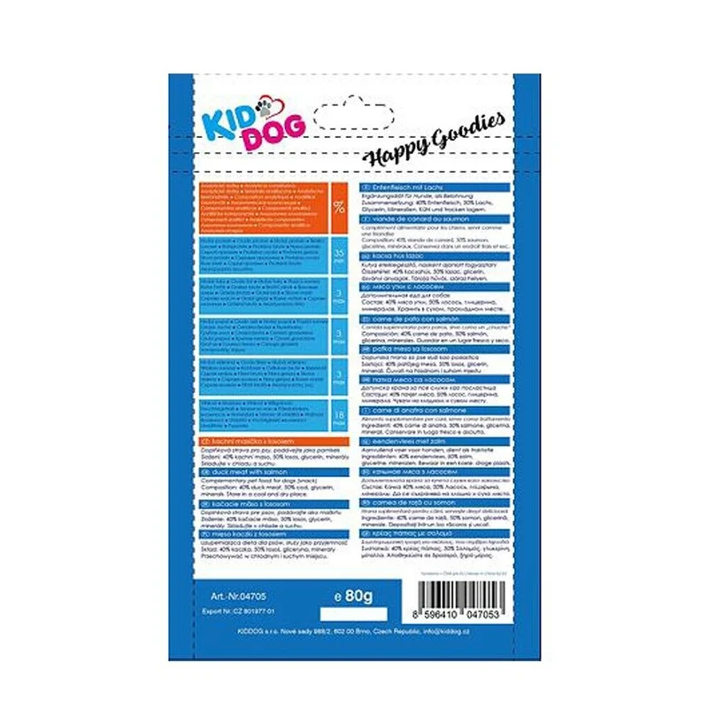 Kid Dog Cubetti di Salmone Avvolti con Carne di Anatra Snack per Cani 80 g